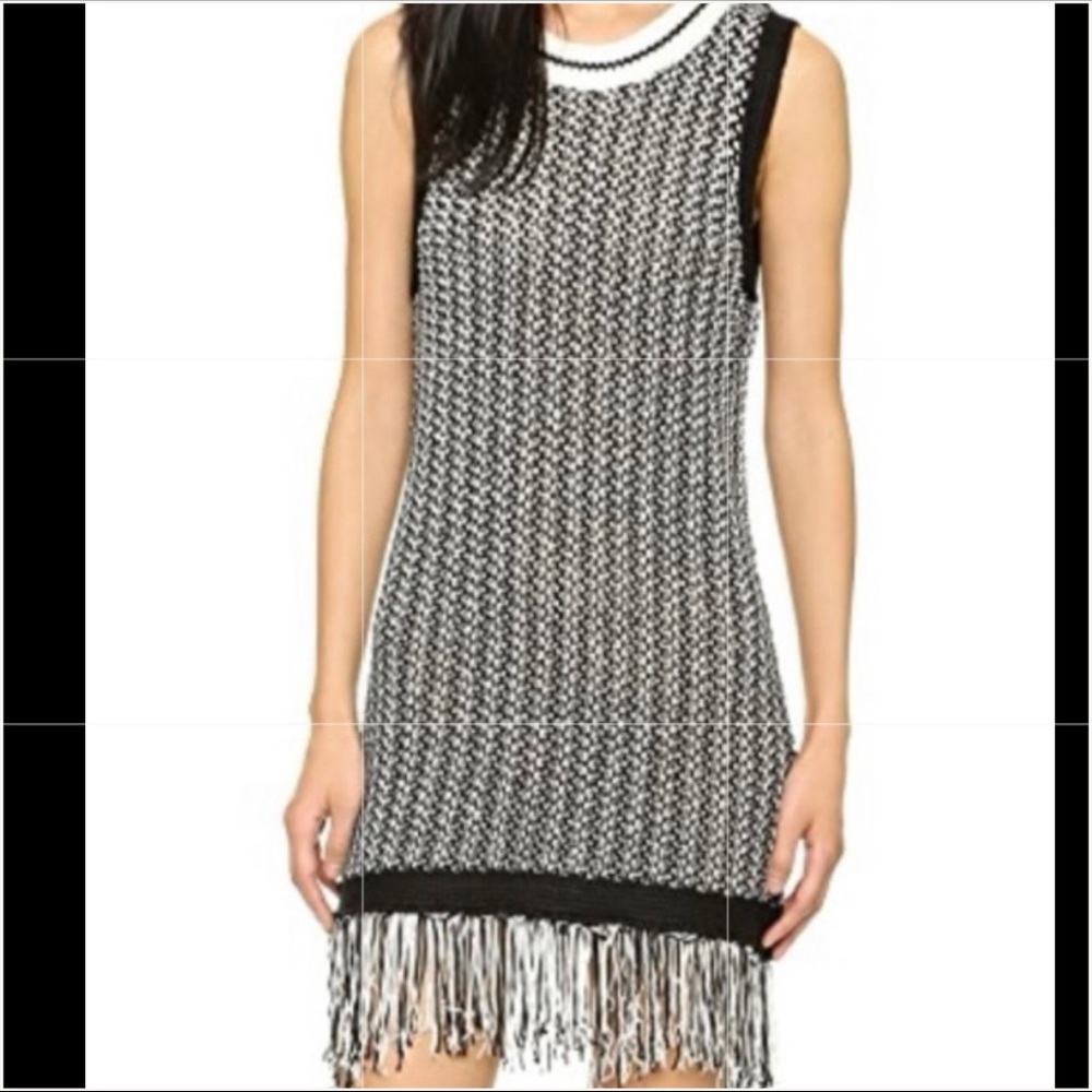 English Factory Small BW Fringe Slvless Dress